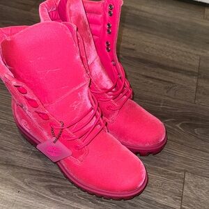 Juicy Couture Vibrant Pink Combat Boots